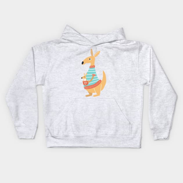 Kangaroo Mom and Kid Kids Hoodie by JunkyDotCom